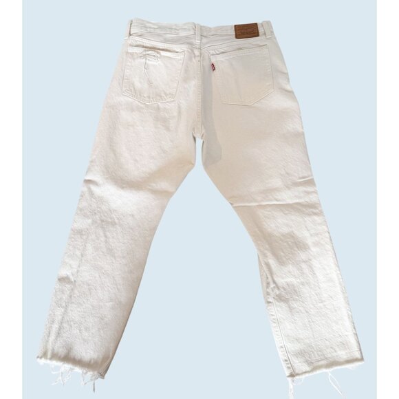 LEVI'S Premium Denim Wedgie Straight White Distressed Jeans Size 32 - Picture 6 of 8
